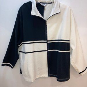 BLAST STUDIO BLACK/WHITE ZIP UP JACKET UNLINED PLUS 3X